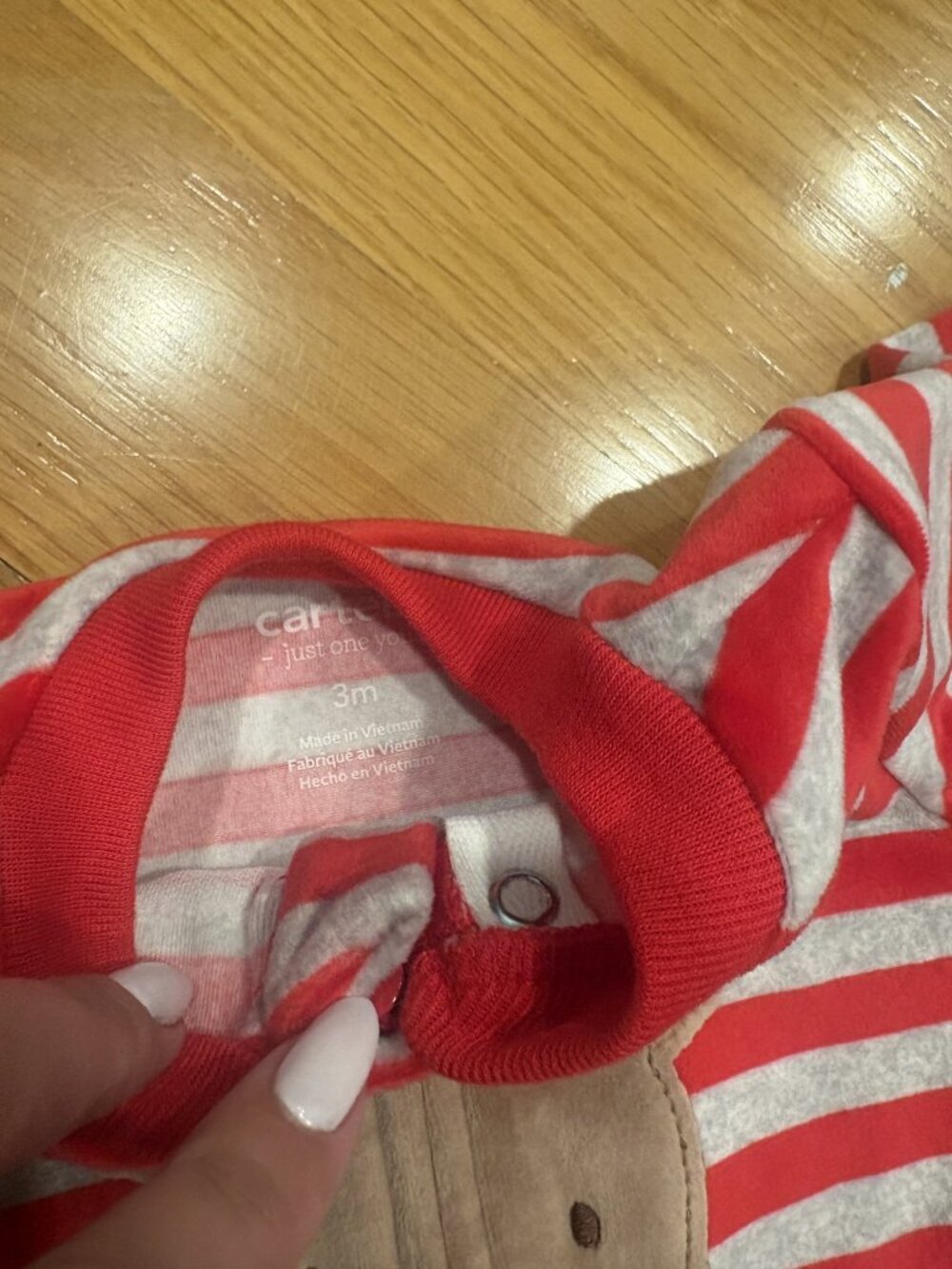 Carter’s Size 3 months Striped Reindeer Footed Sleeper Pajamas - Picture 4 of 4